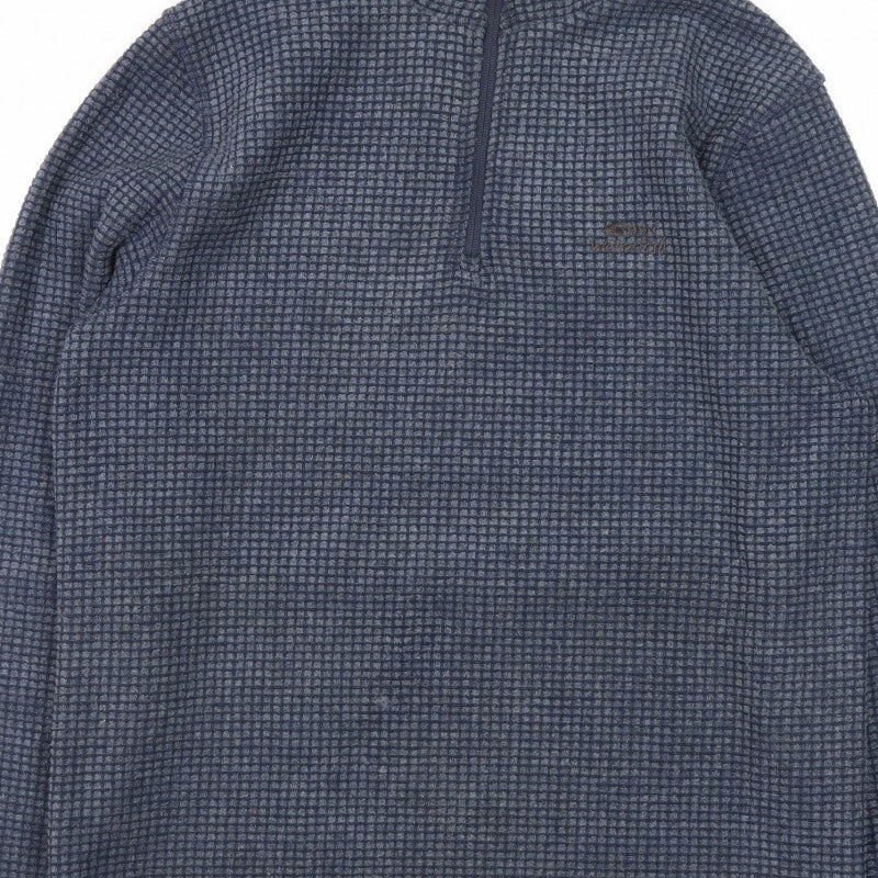 Weird Fish Men's Blue M 1/4 Zip Fleece Sweatshirt Waffle Knit