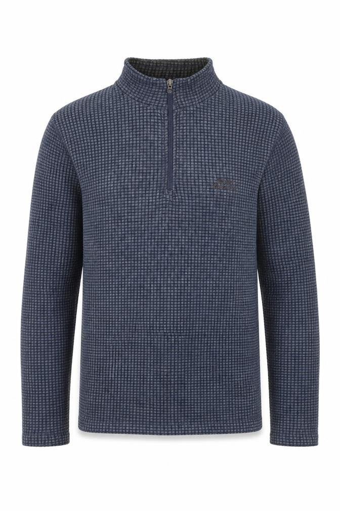 Weird Fish Men's Blue M 1/4 Zip Fleece Sweatshirt Waffle Knit