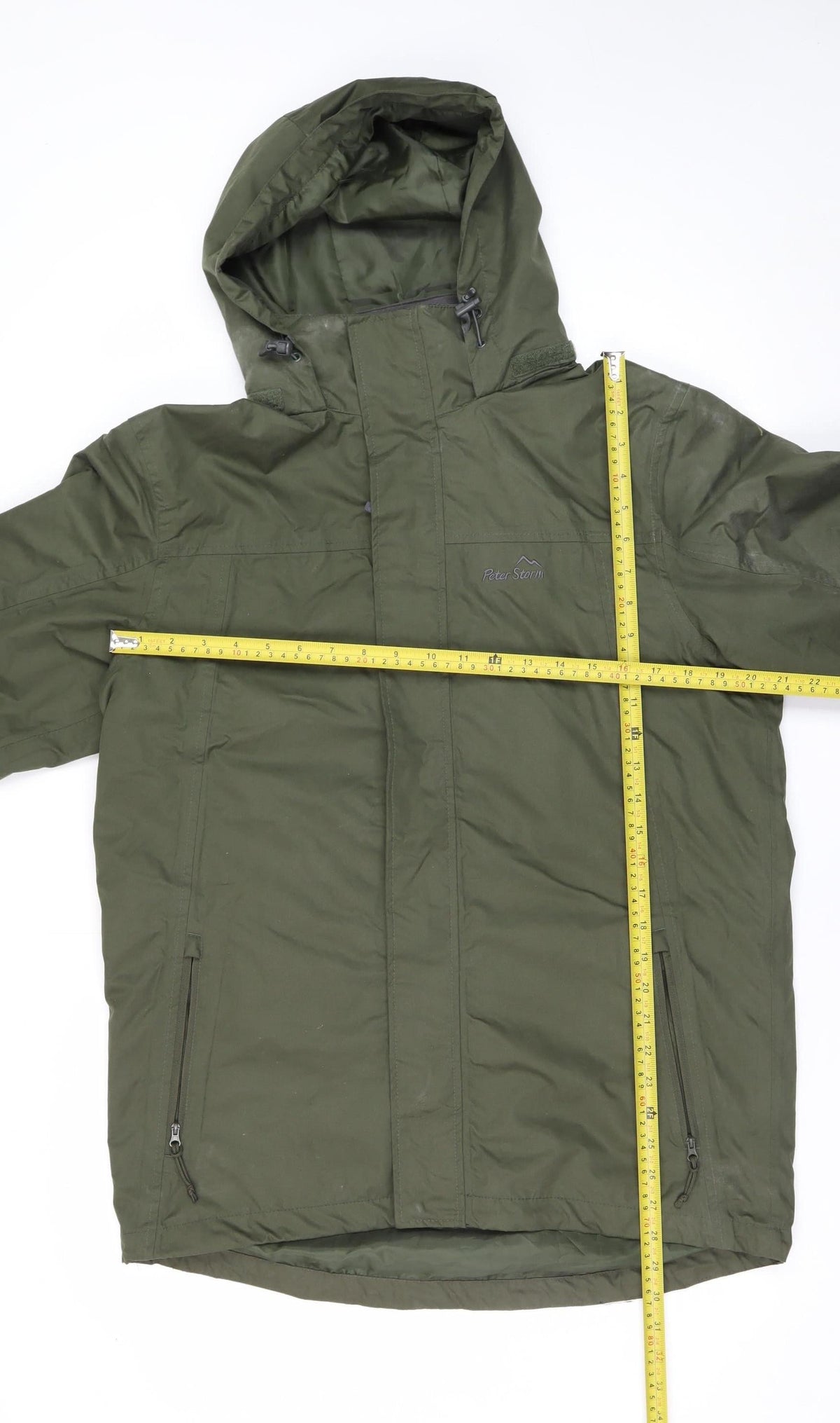 Peter Storm Men's Green M Hooded Outdoor Rain Jacket Full Zip