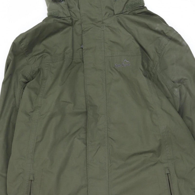 Peter Storm Men's Green M Hooded Outdoor Rain Jacket Full Zip