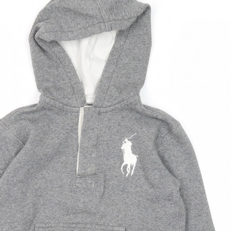 Polo Ralph Lauren Boys Grey Size 7 Pullover Hoodie 1/4 Zip Logo