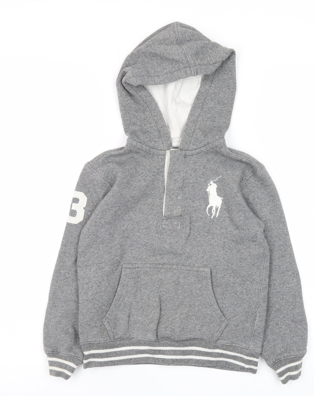 Polo Ralph Lauren Boys Grey Size 7 Pullover Hoodie 1/4 Zip Logo