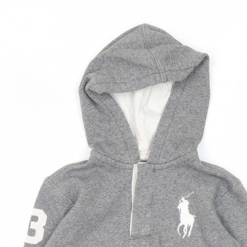 Polo Ralph Lauren Boys Grey Size 7 Pullover Hoodie 1/4 Zip Logo