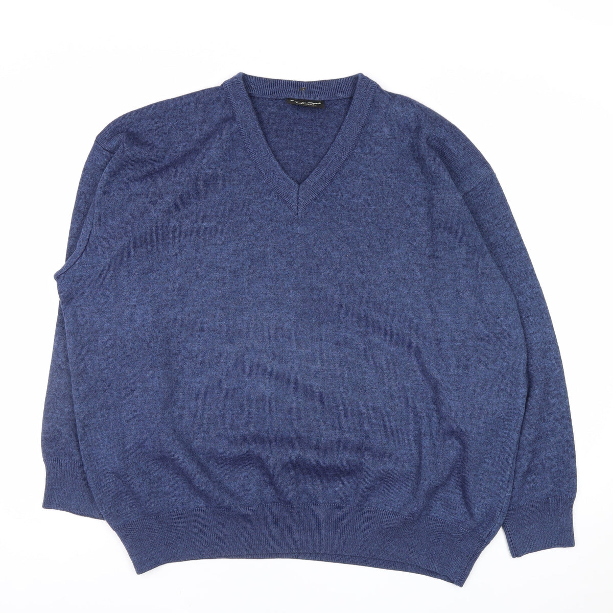 Franco Ponti Men’s Blue Wool V-Neck Pullover Jumper 2XL Made in Italy