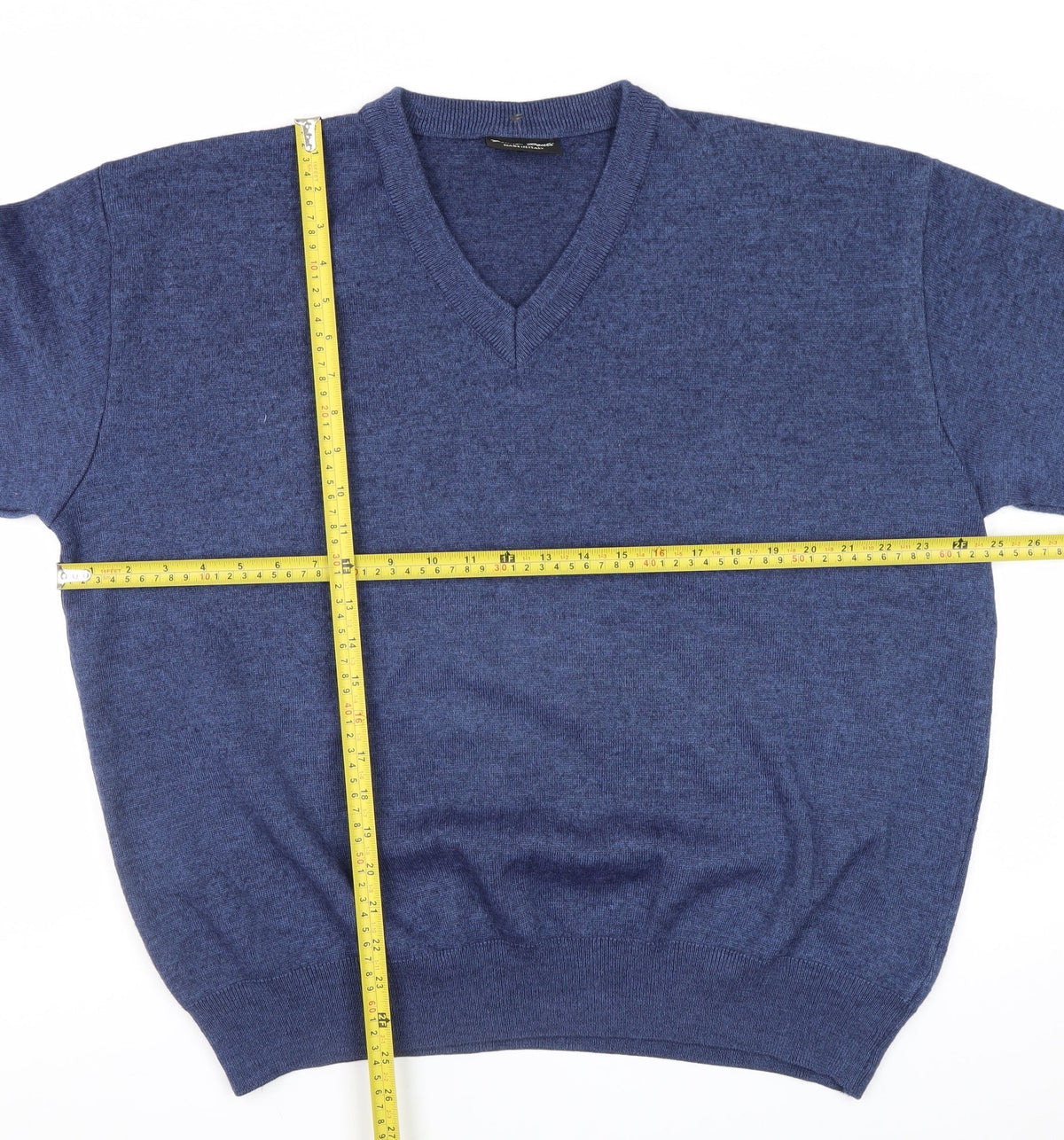 Franco Ponti Men’s Blue Wool V-Neck Pullover Jumper 2XL Made in Italy