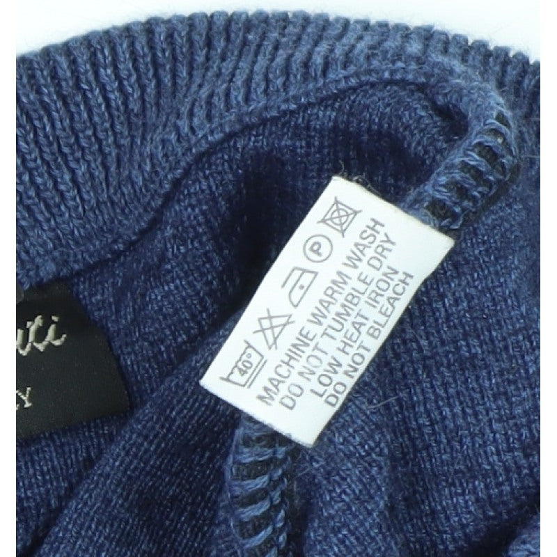 Franco Ponti Men’s Blue Wool V-Neck Pullover Jumper 2XL Made in Italy