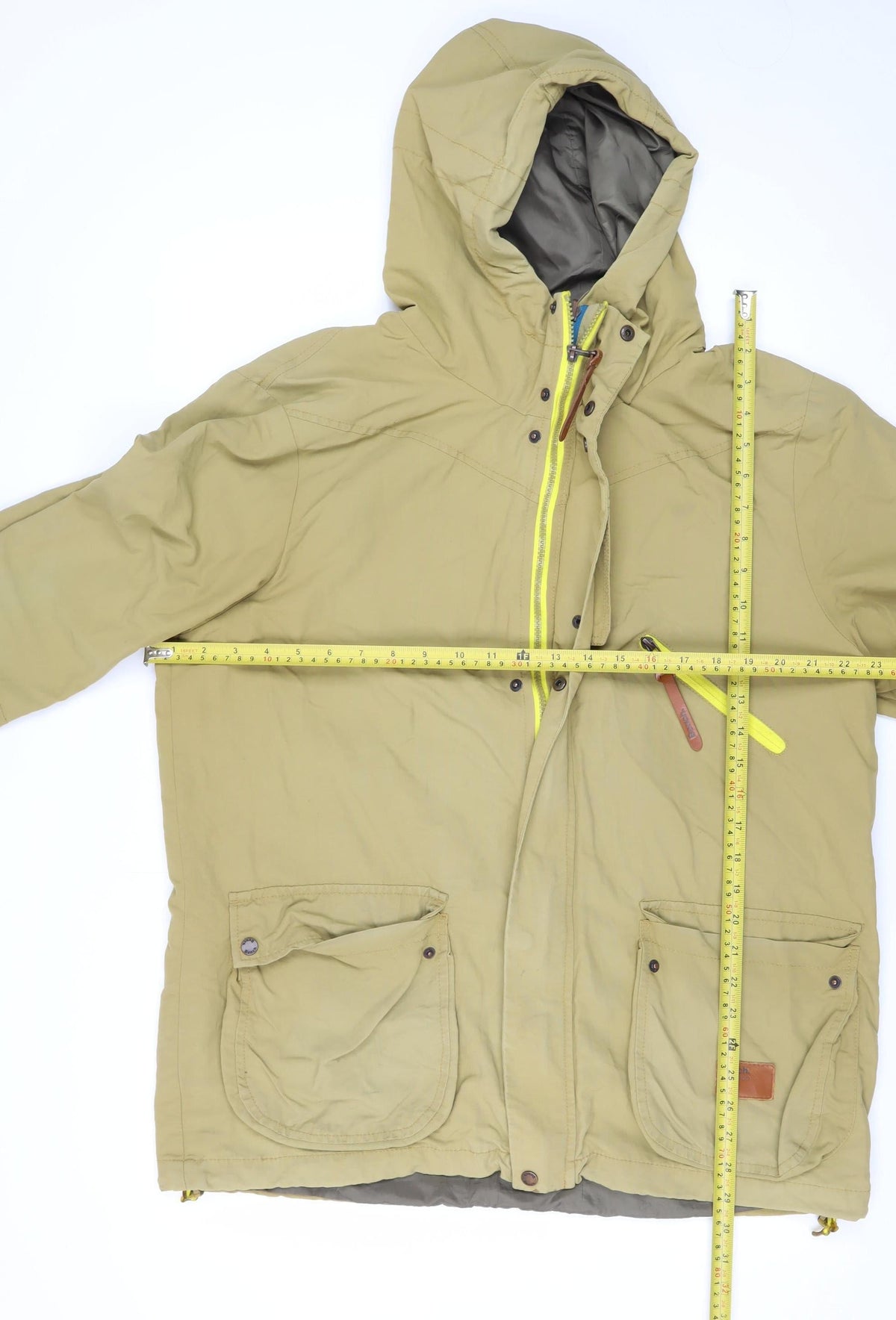 Bench Men's Beige XL Hooded Parka Jacket Full Zip
