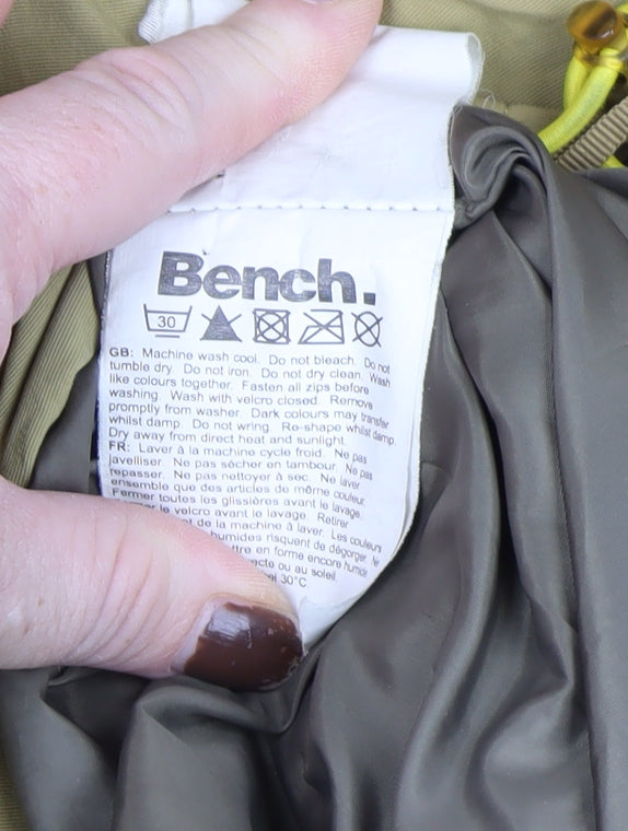 Bench Men's Beige XL Hooded Parka Jacket Full Zip