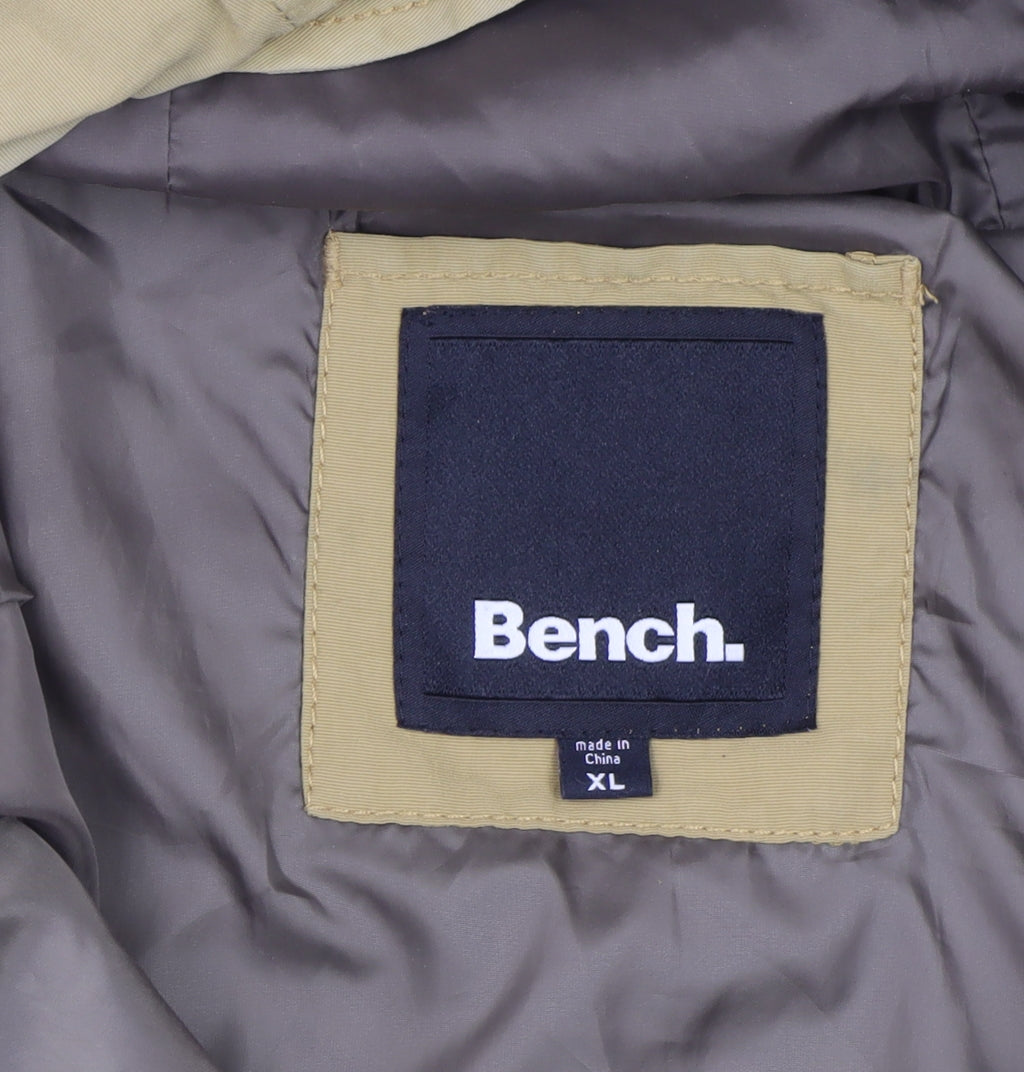 Bench Men's Beige XL Hooded Parka Jacket Full Zip