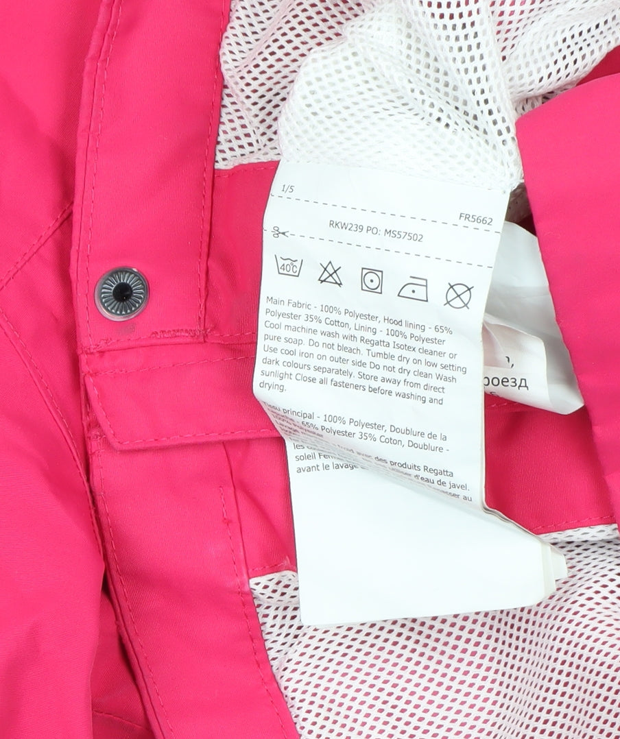 Regatta Girls Pink 14 Years Hooded Waterproof Rain Jacket Lined