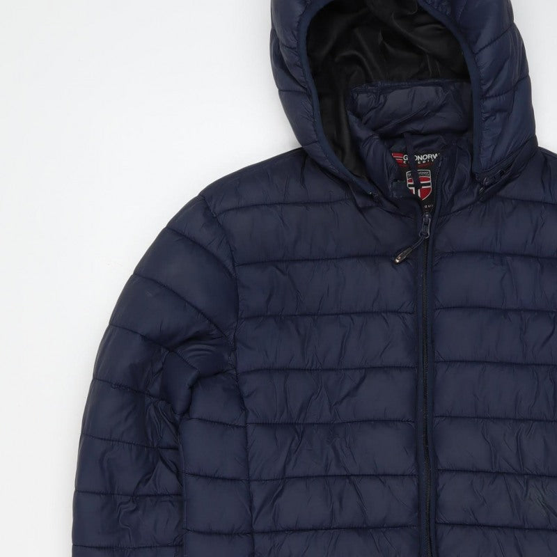 Geographical Norway Women’s Blue UK 14 Hooded Quilted Puffer Jacket