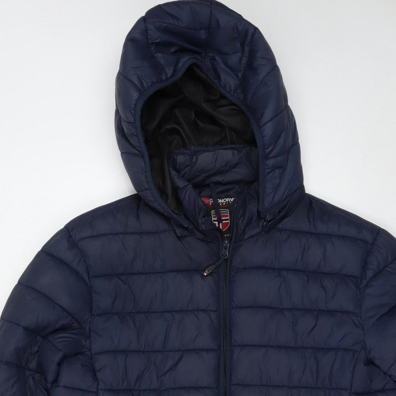 Geographical Norway Women’s Blue UK 14 Hooded Quilted Puffer Jacket
