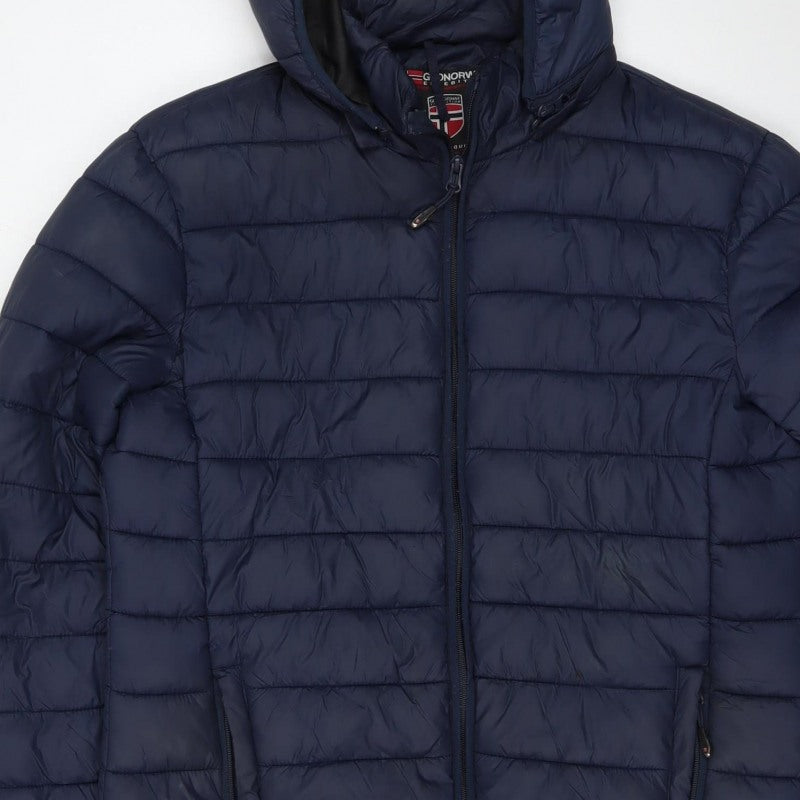 Geographical Norway Women’s Blue UK 14 Hooded Quilted Puffer Jacket