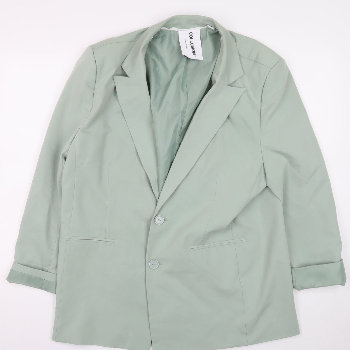 COLLUSION Women's Green UK 8 Tailored Single-Breasted Lined Blazer