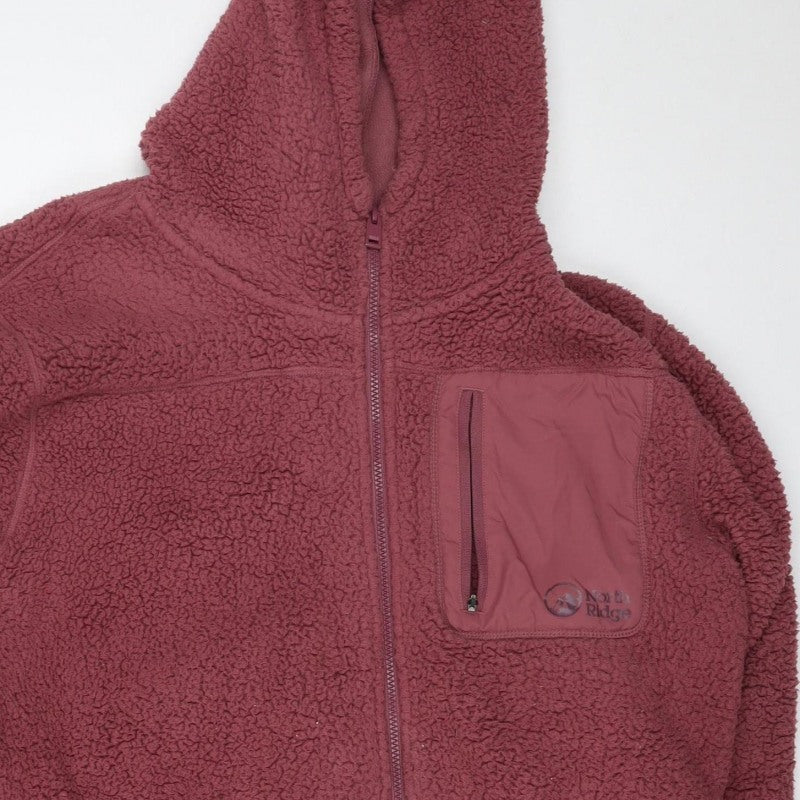 North Ridge Women’s Red UK 18 Hooded Sherpa Fleece Full Zip Jacket