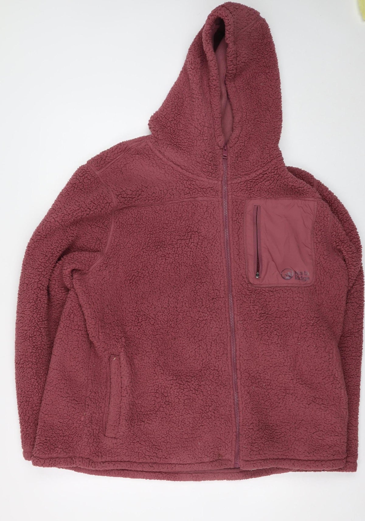 North Ridge Women’s Red UK 18 Hooded Sherpa Fleece Full Zip Jacket