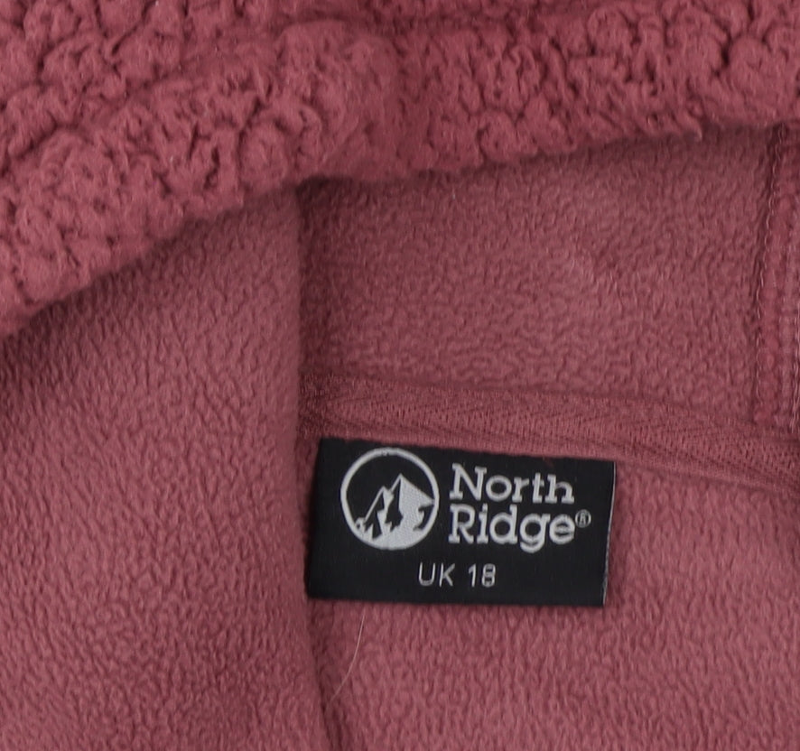 North Ridge Women’s Red UK 18 Hooded Sherpa Fleece Full Zip Jacket