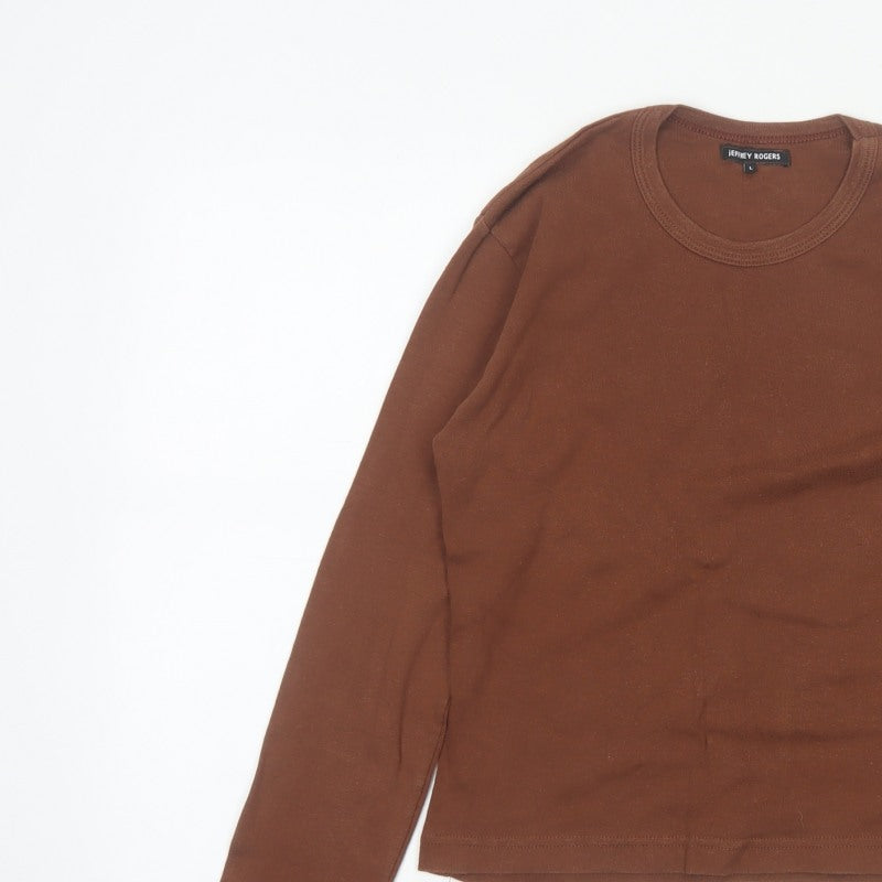 Jeffrey Rogers Women’s Brown L Basic Cotton Long Sleeve T-Shirt