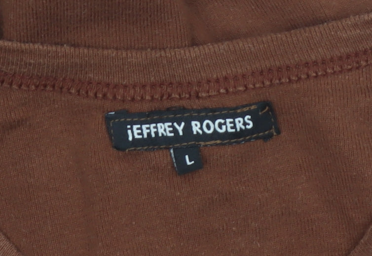 Jeffrey Rogers Women’s Brown L Basic Cotton Long Sleeve T-Shirt