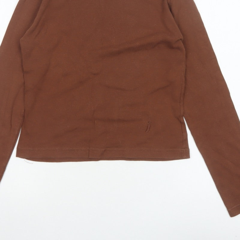 Jeffrey Rogers Women’s Brown L Basic Cotton Long Sleeve T-Shirt