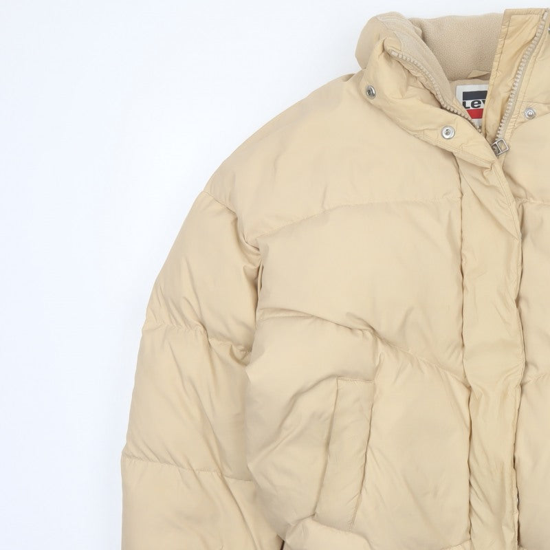 Levi's Women’s Beige S Hooded Puffer Jacket Quilted Short Coat