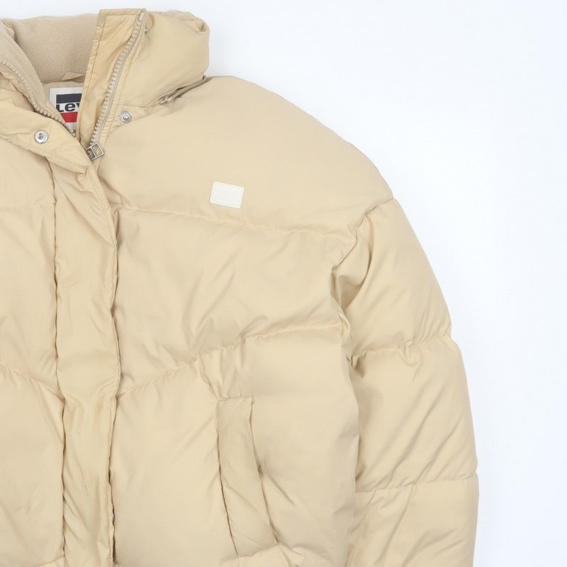 Levi's Women’s Beige S Hooded Puffer Jacket Quilted Short Coat