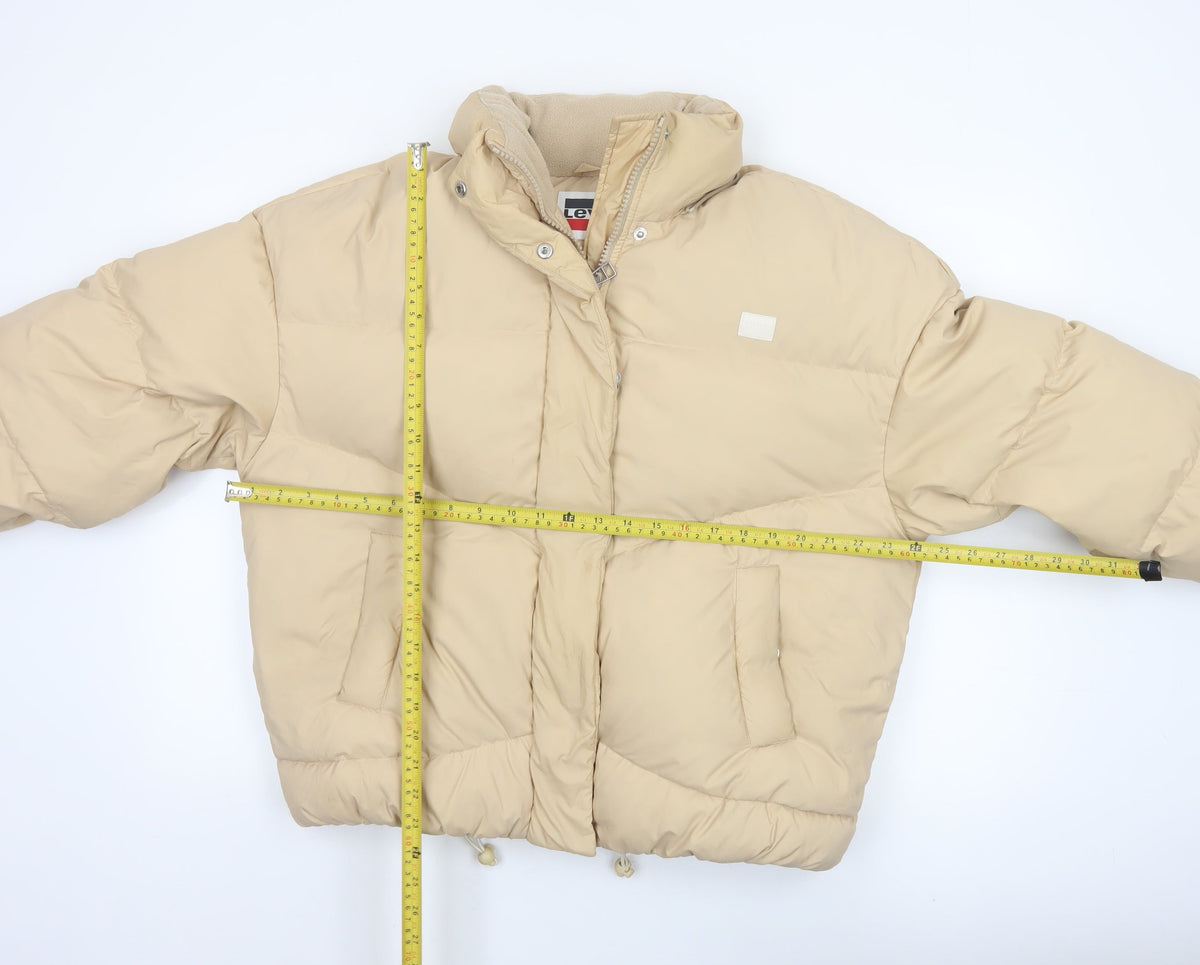 Levi's Women’s Beige S Hooded Puffer Jacket Quilted Short Coat