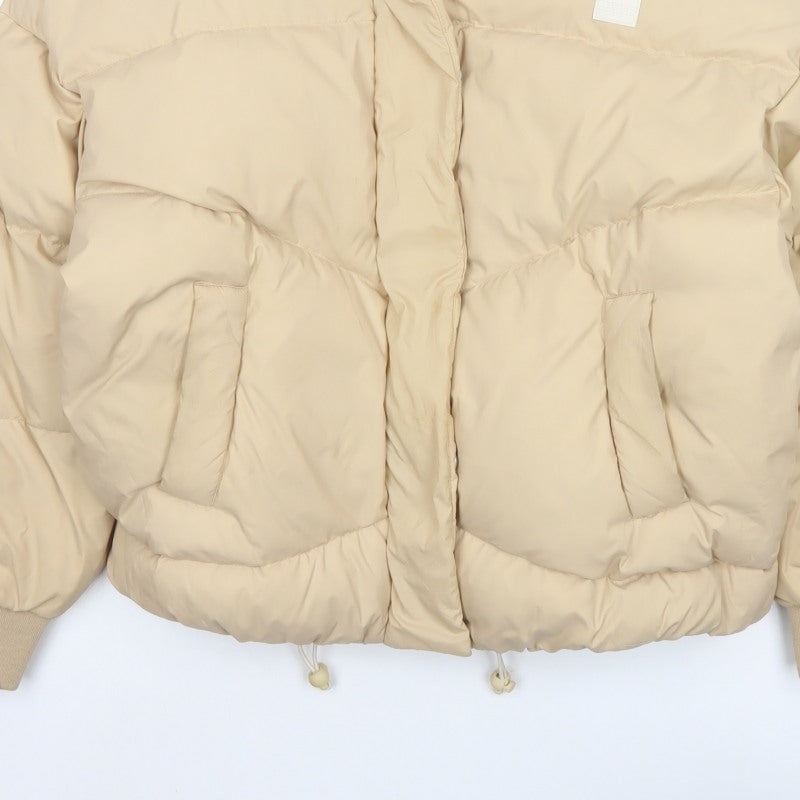 Levi's Women’s Beige S Hooded Puffer Jacket Quilted Short Coat