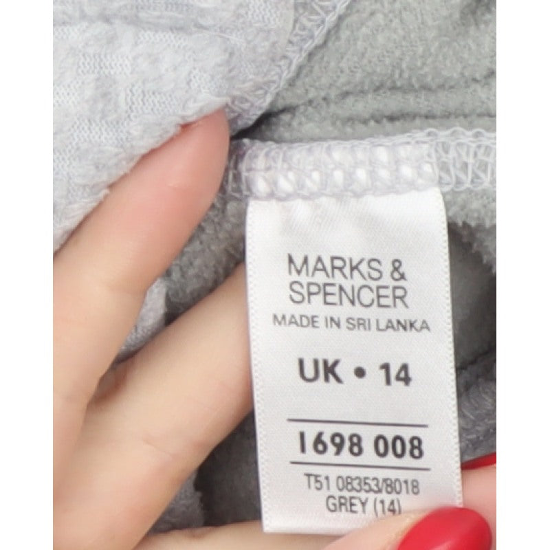 Marks & Spencer Women Grey UK 14 Faux Fur Collar Zip Jacket