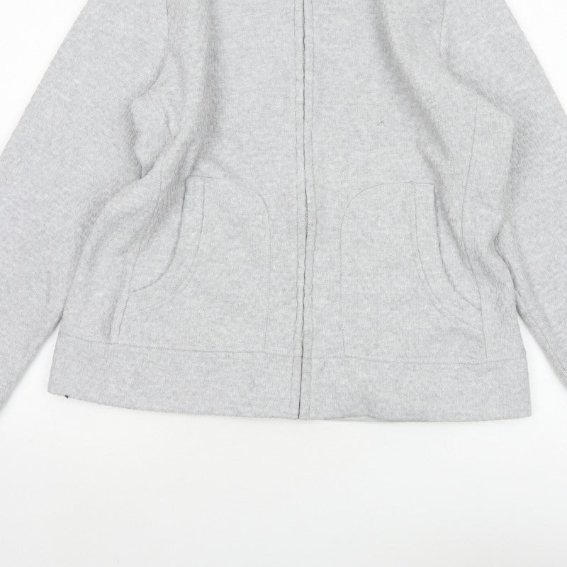 Marks & Spencer Women Grey UK 14 Faux Fur Collar Zip Jacket