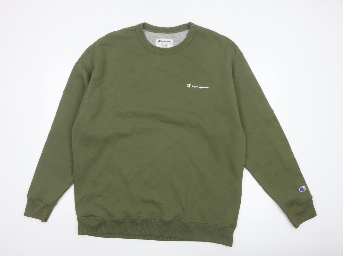 Champion Men's Green XL Crew Neck Logo Pullover Sweatshirt