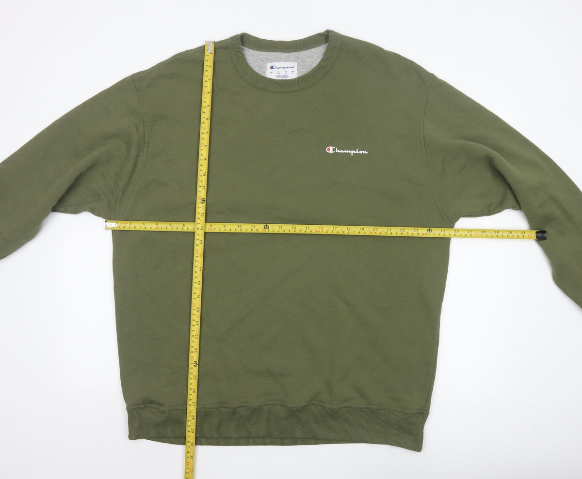 Champion Men's Green XL Crew Neck Logo Pullover Sweatshirt