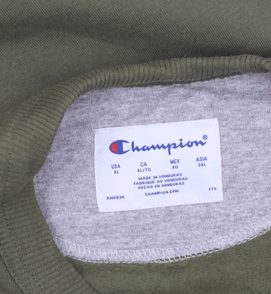 Champion Men's Green XL Crew Neck Logo Pullover Sweatshirt