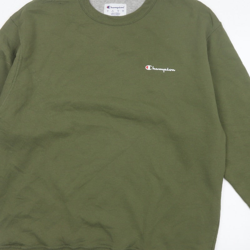 Champion Men's Green XL Crew Neck Logo Pullover Sweatshirt