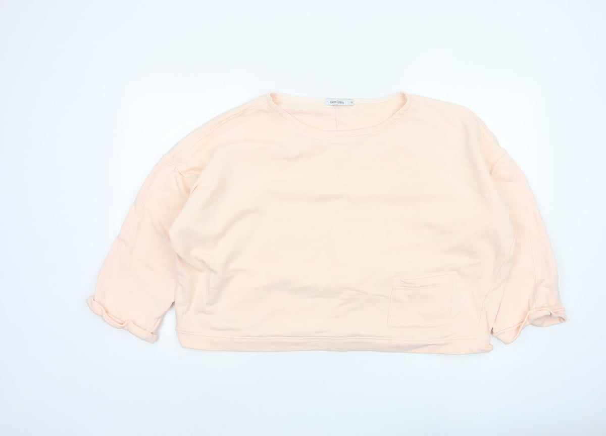 Alice Collins Women’s Pink Cotton Pocket Pullover Sweatshirt UK 18