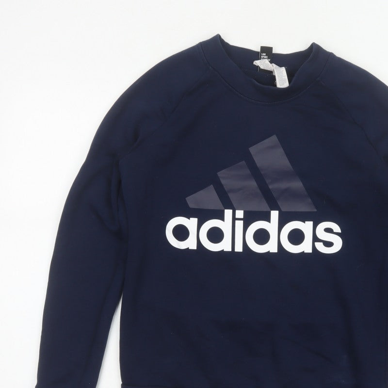 Adidas Women’s Blue S 8-10 Logo Crew Neck Pullover Sweatshirt