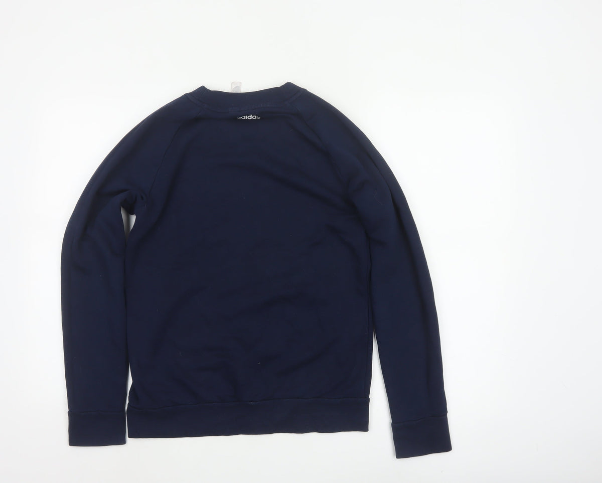 Adidas Women’s Blue S 8-10 Logo Crew Neck Pullover Sweatshirt