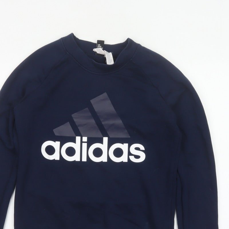 Adidas Women’s Blue S 8-10 Logo Crew Neck Pullover Sweatshirt