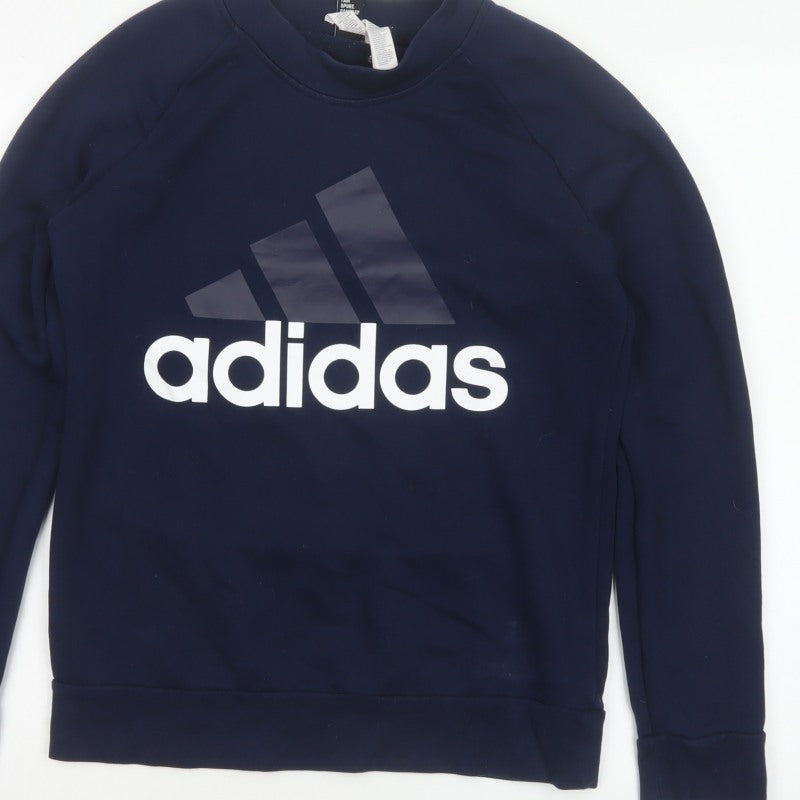 Adidas Women’s Blue S 8-10 Logo Crew Neck Pullover Sweatshirt