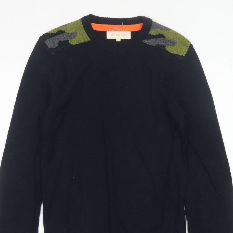 Frederik Anderson Copenhagen Men’s Blue Camo Knit Pullover Jumper S
