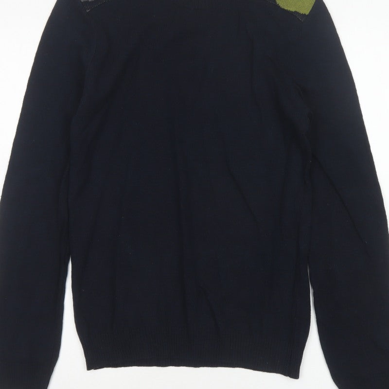 Frederik Anderson Copenhagen Men’s Blue Camo Knit Pullover Jumper S