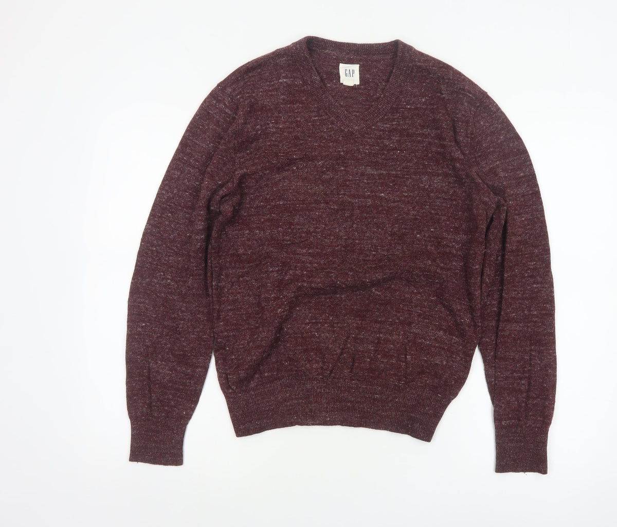 Gap Men’s Red Marl V-Neck Knit Pullover Jumper XS
