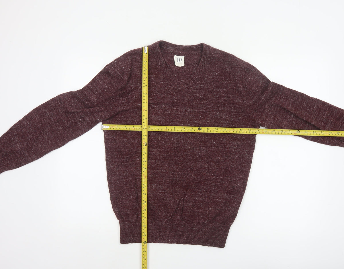 Gap Men’s Red Marl V-Neck Knit Pullover Jumper XS