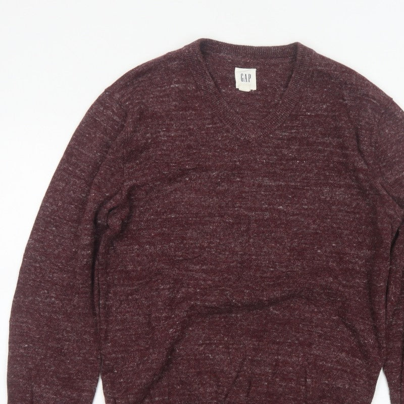 Gap Men’s Red Marl V-Neck Knit Pullover Jumper XS