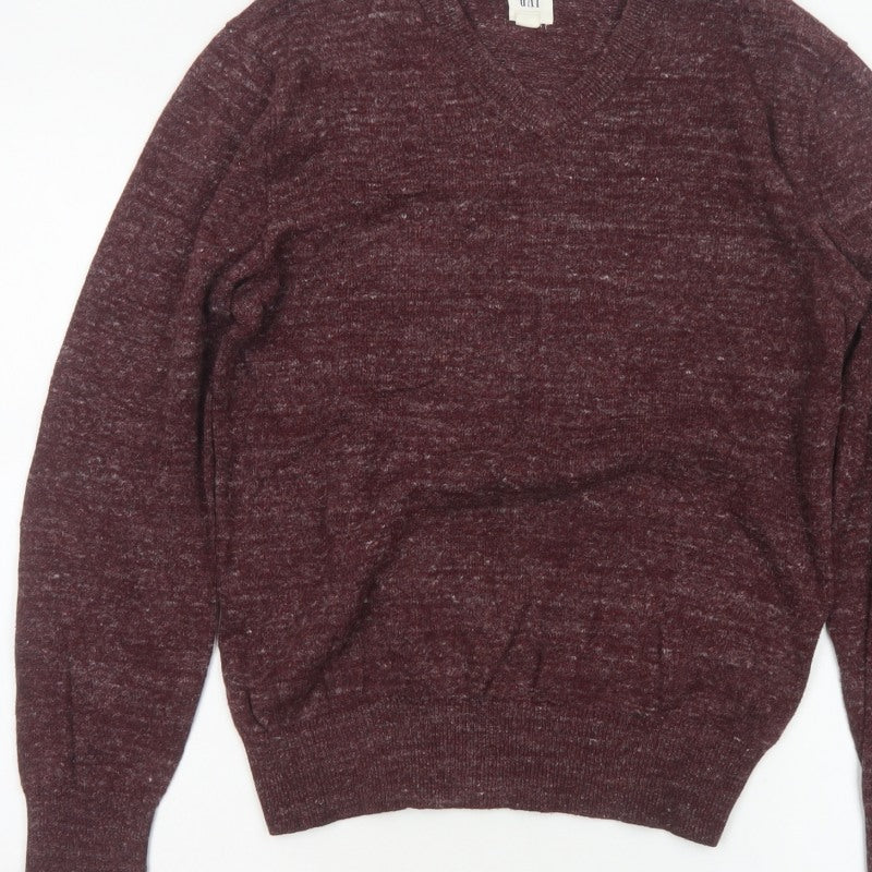 Gap Men’s Red Marl V-Neck Knit Pullover Jumper XS
