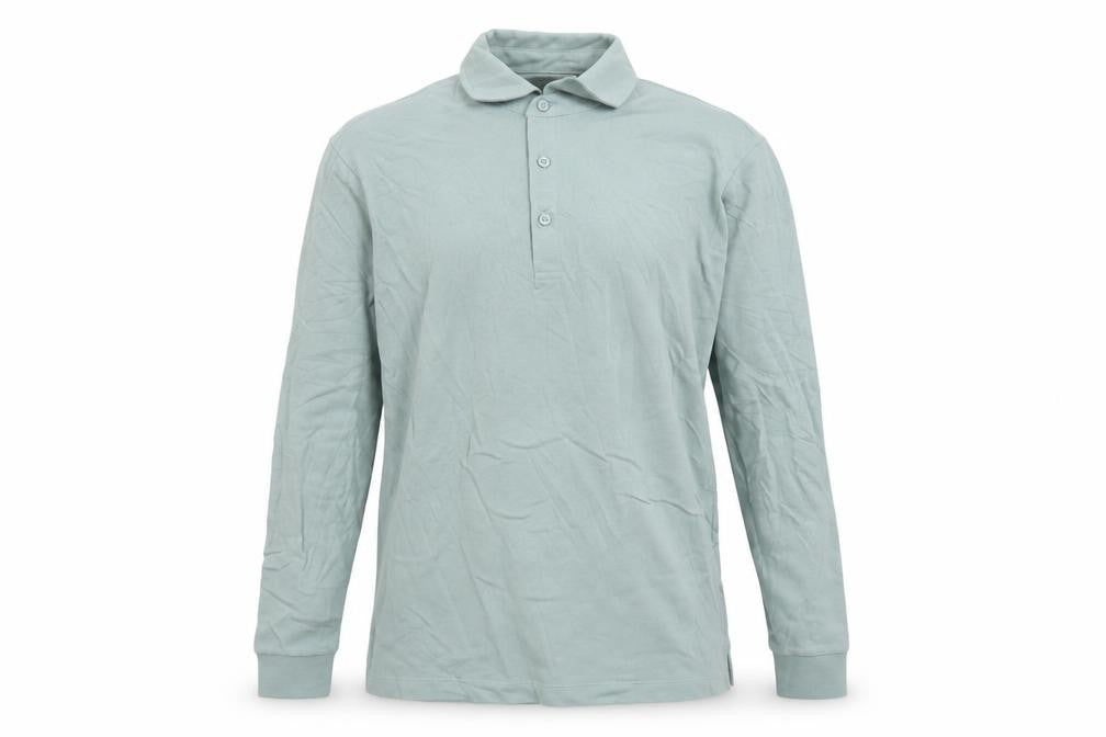 M&S Mens Blue M Regular Fit Long Sleeve Cotton Polo Shirt