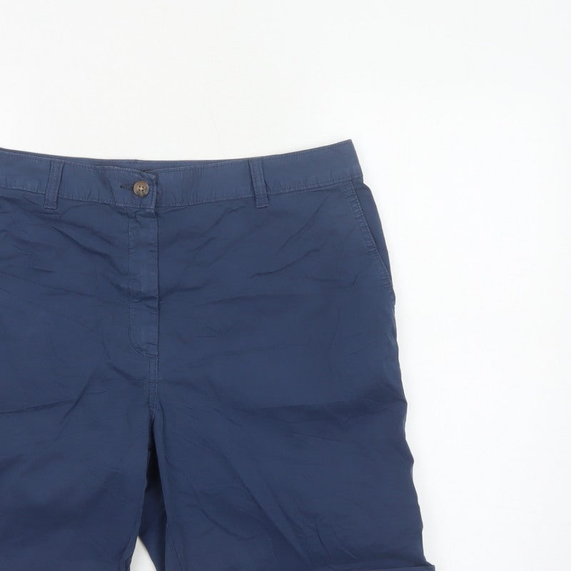 Marks & Spencer Women’s Blue Size 16 Cotton Chino Cuffed Shorts