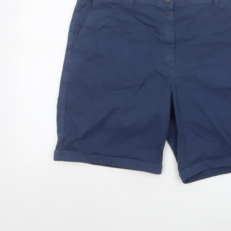 Marks & Spencer Women’s Blue Size 16 Cotton Chino Cuffed Shorts