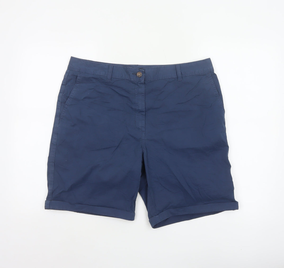 Marks & Spencer Women’s Blue Size 16 Cotton Chino Cuffed Shorts
