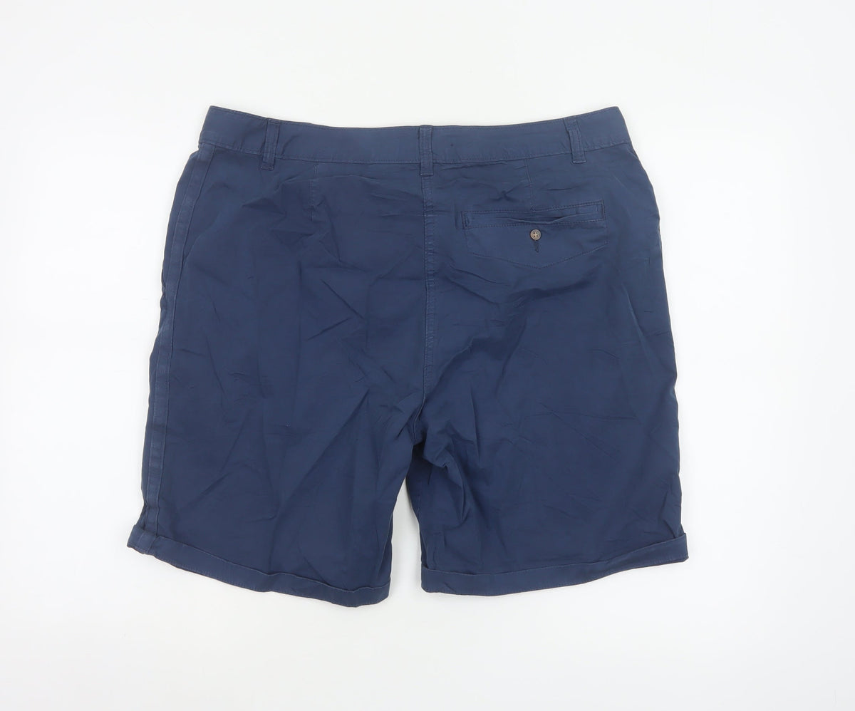 Marks & Spencer Women’s Blue Size 16 Cotton Chino Cuffed Shorts